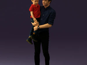 Mann mit Kind im Arm 0626 3D-Druck bereit 3D Druckmodell