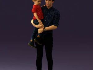 Mann mit Kind im Arm 0626 3D-Druck bereit 3D Druckmodell