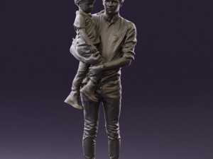 man with kid in the arms 0626 3d print ready 3D Print Model