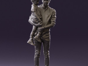 man with kid in the arms 0626 3d print ready 3D Print Model