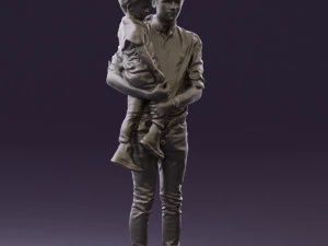 Mann mit Kind im Arm 0626 3D-Druck bereit 3D Druckmodell