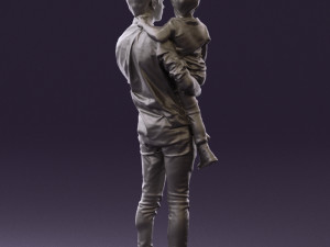 man with kid in the arms 0626 3d print ready 3D Print Model