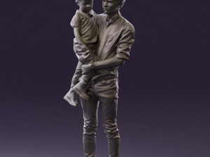 man with kid in the arms 0626 3d print ready 3D Print Model
