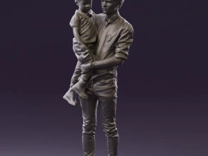 Mann mit Kind im Arm 0626 3D-Druck bereit 3D Druckmodell