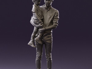 man with kid in the arms 0626 3d print ready 3D Print Model