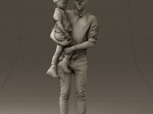 man with kid in the arms 0626 3d print ready 3D Print Model