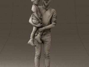 man with kid in the arms 0626 3d print ready 3D Print Model