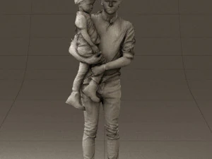 Mann mit Kind im Arm 0626 3D-Druck bereit 3D Druckmodell