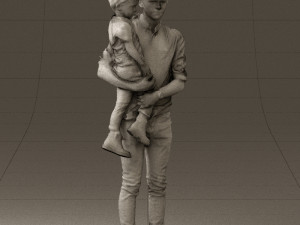 man with kid in the arms 0626 3d print ready 3D Print Model
