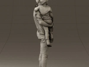 Mann mit Kind im Arm 0626 3D-Druck bereit 3D Druckmodell