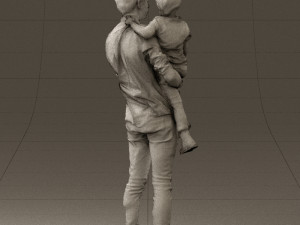 man with kid in the arms 0626 3d print ready 3D Print Model