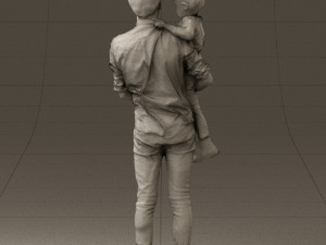 man with kid in the arms 0626 3d print ready 3D Print Model
