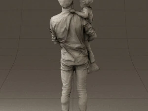 Mann mit Kind im Arm 0626 3D-Druck bereit 3D Druckmodell