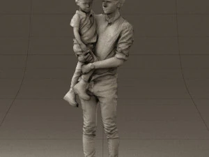 Mann mit Kind im Arm 0626 3D-Druck bereit 3D Druckmodell