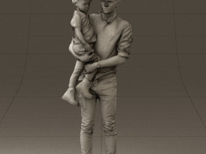 man with kid in the arms 0626 3d print ready 3D Print Model