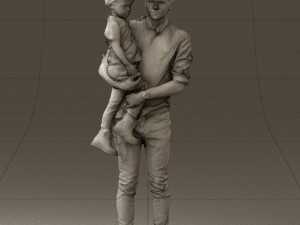 man with kid in the arms 0626 3d print ready 3D Print Model