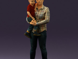 woman with kid in the arms 0627 3D Model