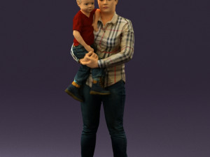woman with kid in the arms 0627 3d print ready 3D Print Model