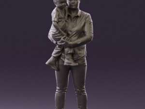 woman with kid in the arms 0627 3d print ready Modelo de impresión 3D