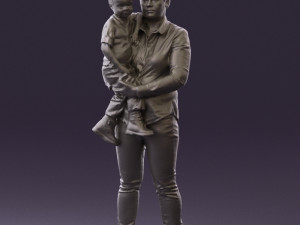 woman with kid in the arms 0627 3d print ready Modelo de impresión 3D