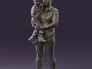 woman with kid in the arms 0627 3d print ready 3D Print Model