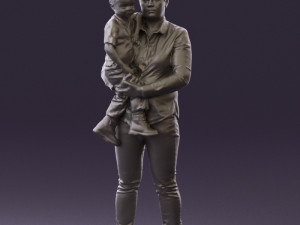 woman with kid in the arms 0627 3d print ready Modelo de impresión 3D