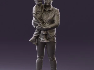 woman with kid in the arms 0627 3d print ready 3D Print Model