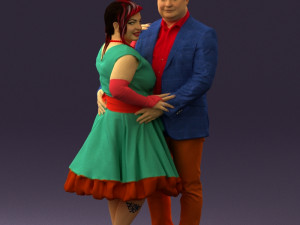 man in suit hugs woman in green 0628 3D Модель