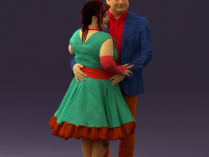 man in suit hugs woman in green 0628 3D Модель