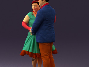 man in suit hugs woman in green 0628 3D Модель