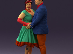 man in suit hugs woman in green 0628 3D Модель