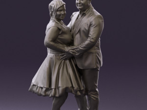man in suit hugs woman in green 0628 3D Модель