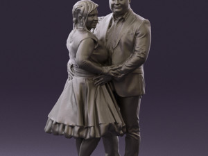 man in suit hugs woman in green 0628 3D Модель