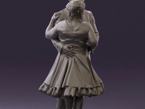 man in suit hugs woman in green 0628 3D Model