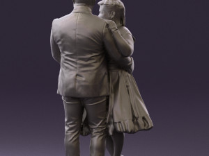 man in suit hugs woman in green 0628 3D Модель