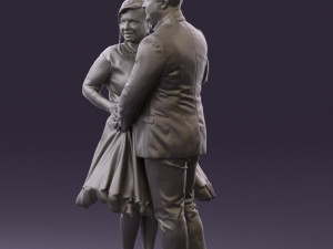 man in suit hugs woman in green 0628 3D Модель