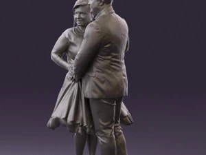 man in suit hugs woman in green 0628 3D Model