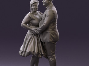 man in suit hugs woman in green 0628 3D Модель