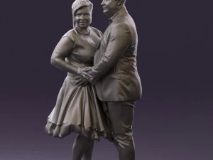 man in suit hugs woman in green 0628 3D Model