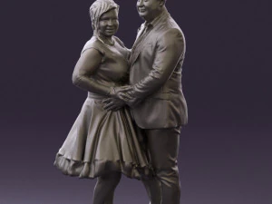 man in suit hugs woman in green 0628 3D Model