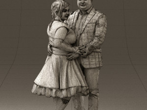 man in suit hugs woman in green 0628 3D Модель