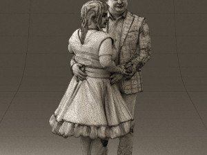 man in suit hugs woman in green 0628 3D Модель