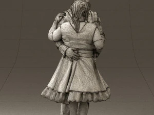 man in suit hugs woman in green 0628 3D Model