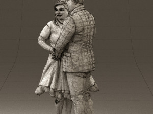 man in suit hugs woman in green 0628 3D Модель