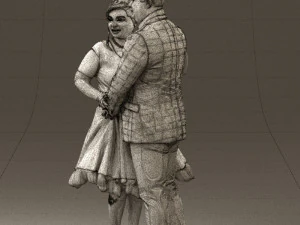 man in suit hugs woman in green 0628 3D Model