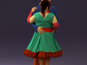 man in suit hugs woman in green 0628 3d print ready 3D-printmodel
