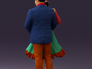 man in suit hugs woman in green 0628 3d print ready 3D-printmodel