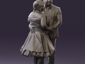man in suit hugs woman in green 0628 3d print ready 3D-printmodel
