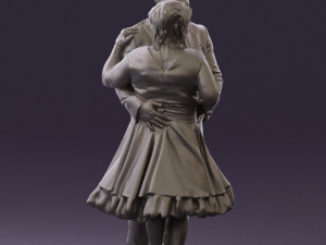 man in suit hugs woman in green 0628 3d print ready 3D-printmodel