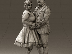 man in suit hugs woman in green 0628 3d print ready 3D-printmodel